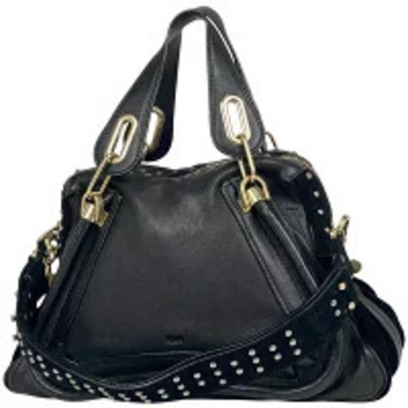 Chloe Handbags - Chloe Paraty 2way Shoulder Bag Studded Leather Black
